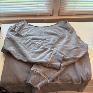 Gray off the shoulder Sweatshirt